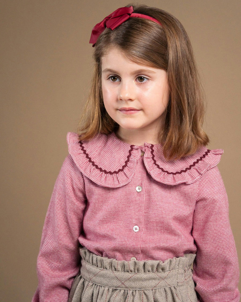 Gaya Blouse Burgundy Minicheck