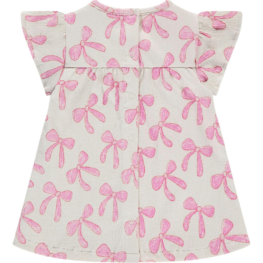 Bow Print Short Sleeve Dress