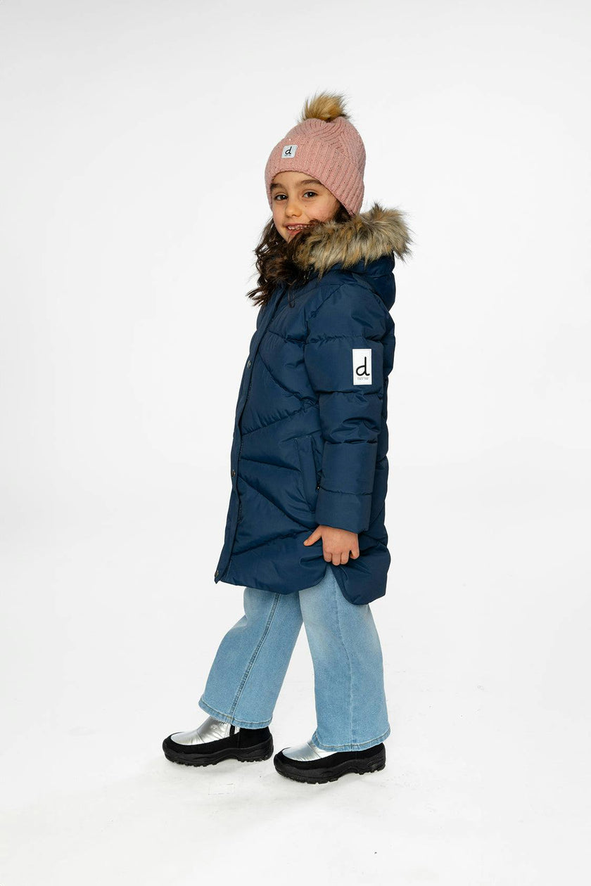 Long Winter Puffer Coat Dark Blue