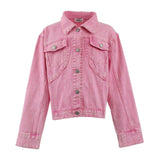Pink Crystal Tassel Denim Jacket