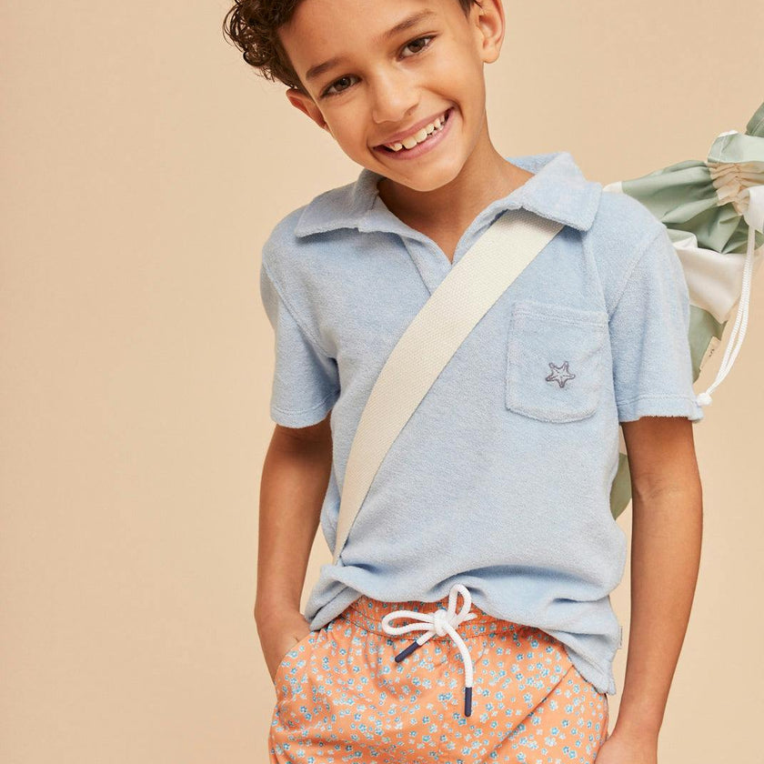 Orange Flowers Boys' Swim Shorts