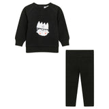 Crown Print Ribbed Elastic Waist Top and Leggings Two Piece Set