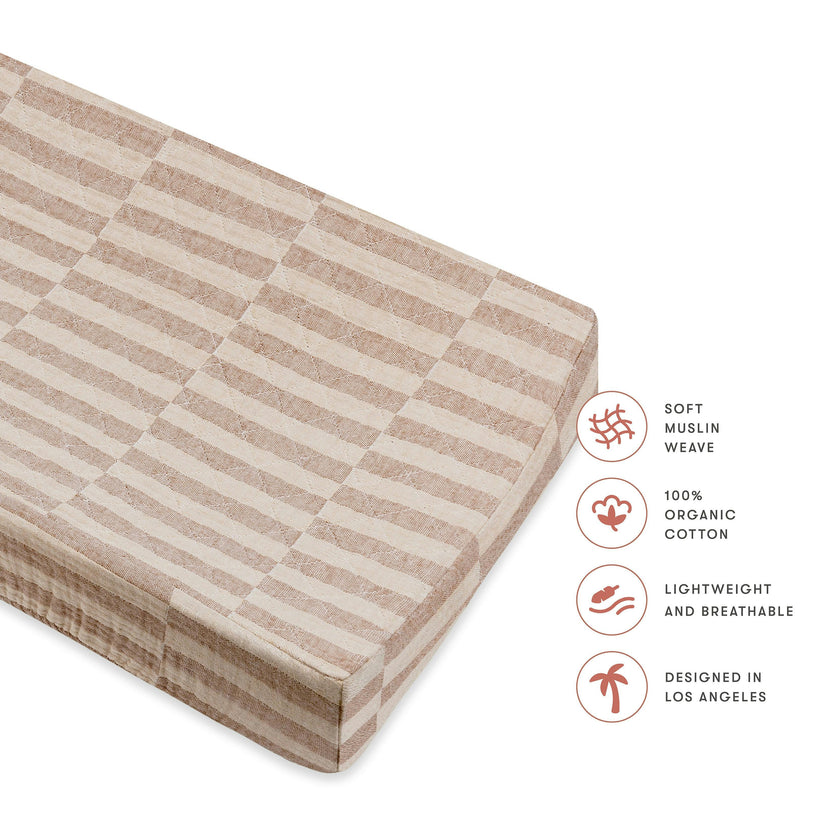 Babyletto Quilted Changing Pad Cover in GOTS Certified Organic Muslin Cotton