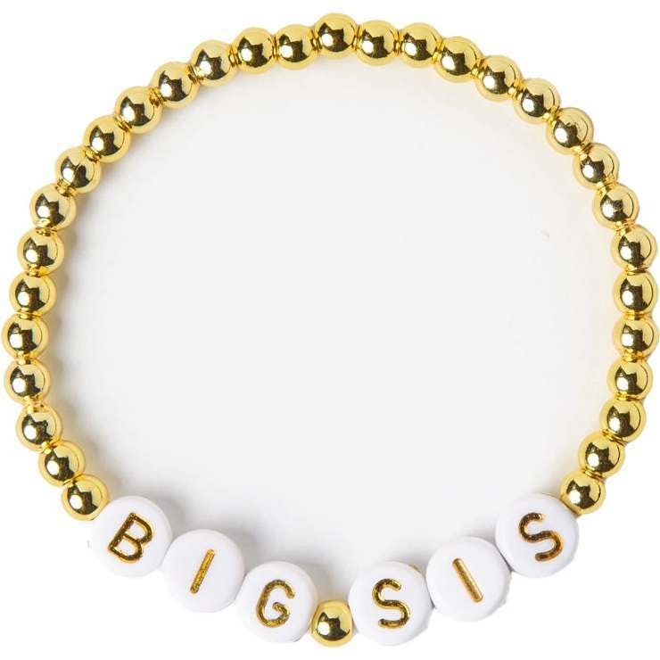 BIG SIS Gold Bead & White Letters Bracelet