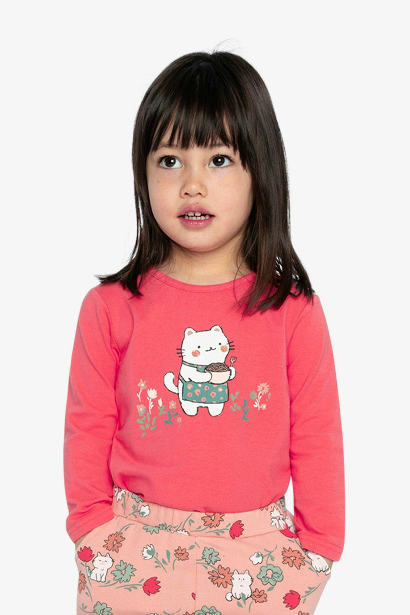 Organic Cotton Long Sleeve T-Shirt Coral Pink