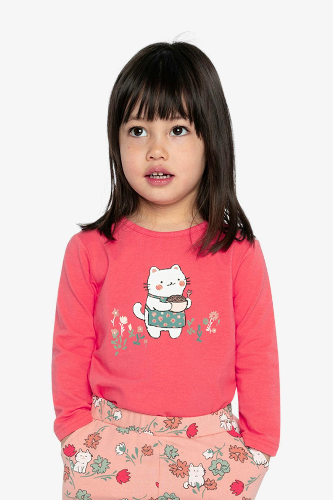 Organic Cotton Long Sleeve T-Shirt Coral Pink