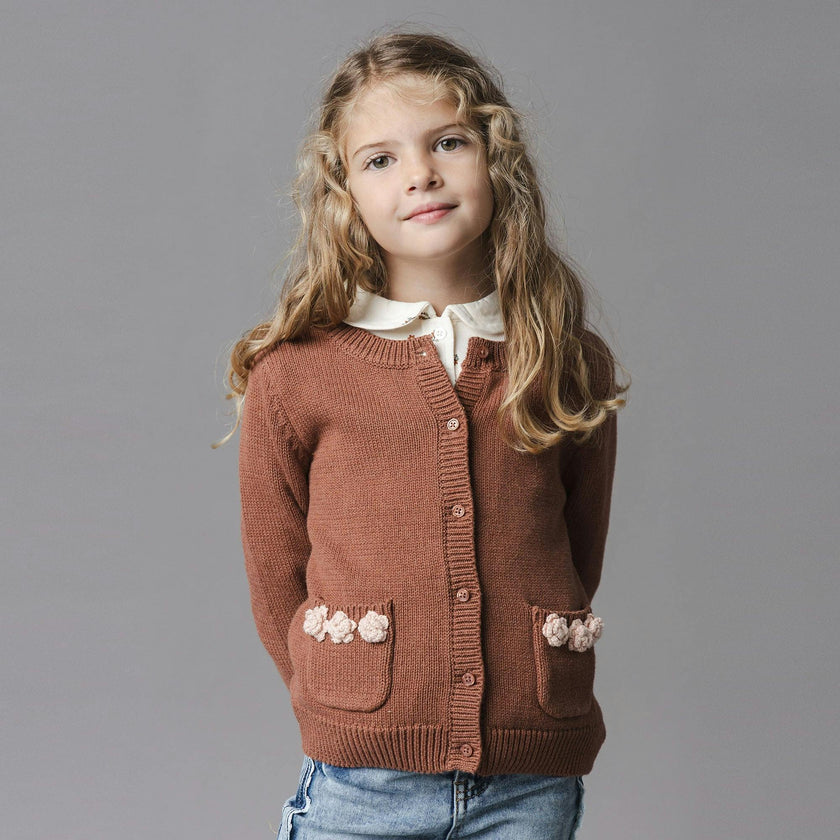 Organic Rosette Pocket Cardigan