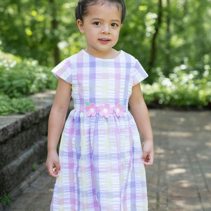 Pastel Plaid Dress With Flowers