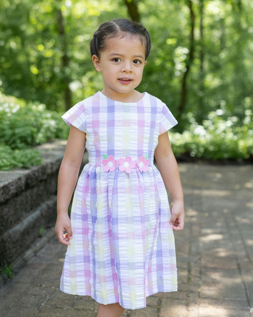 Pastel Plaid Dress With Flowers