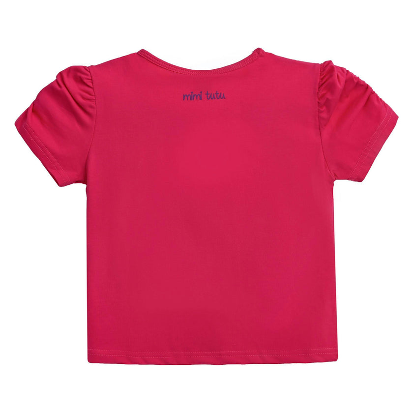 Pink Raspberry Peacock Applique T-Shirt