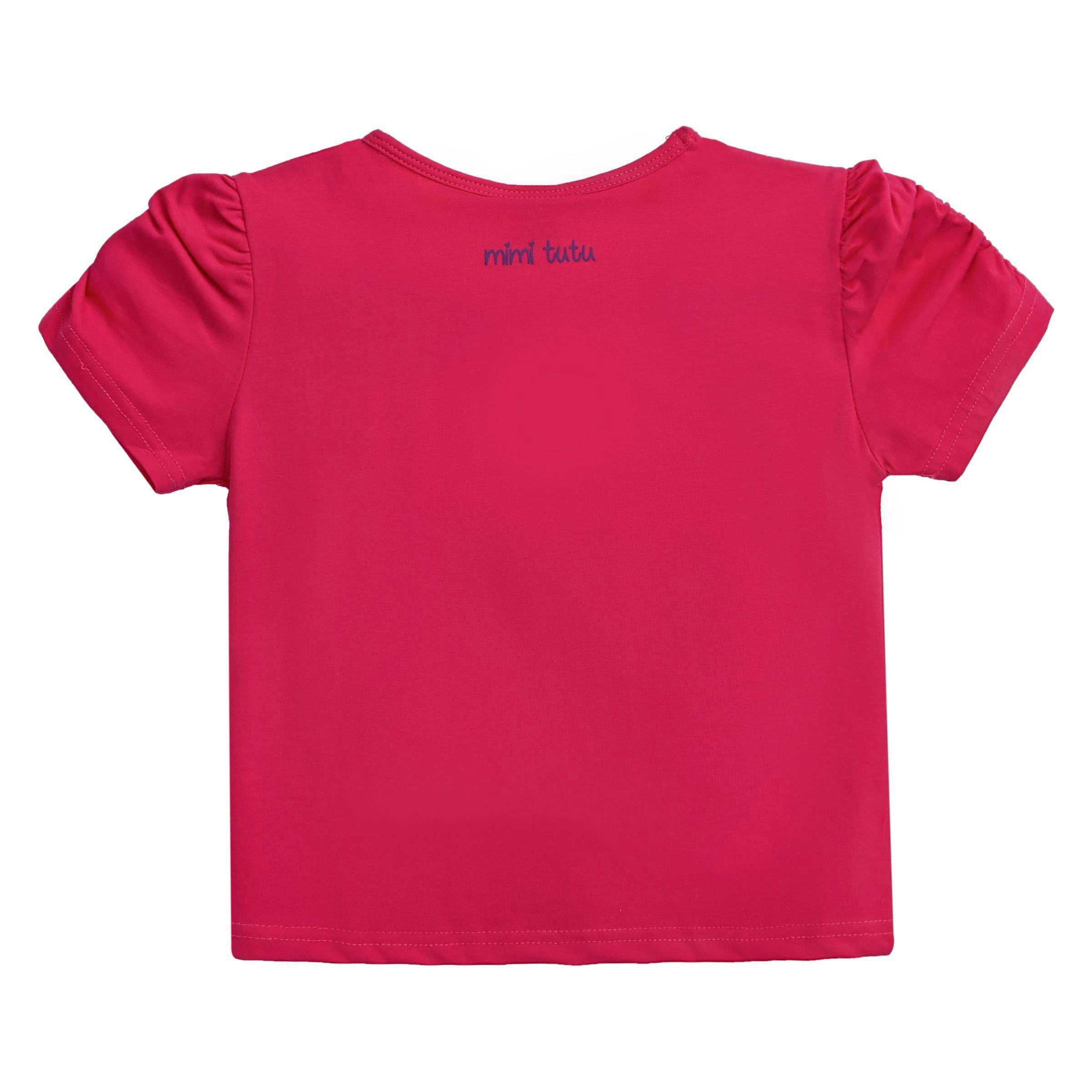 Pink Raspberry Peacock Applique T-Shirt