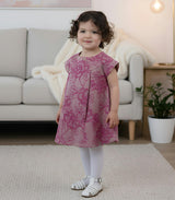 Rose Girl Dress, Purple Flower Jacquard