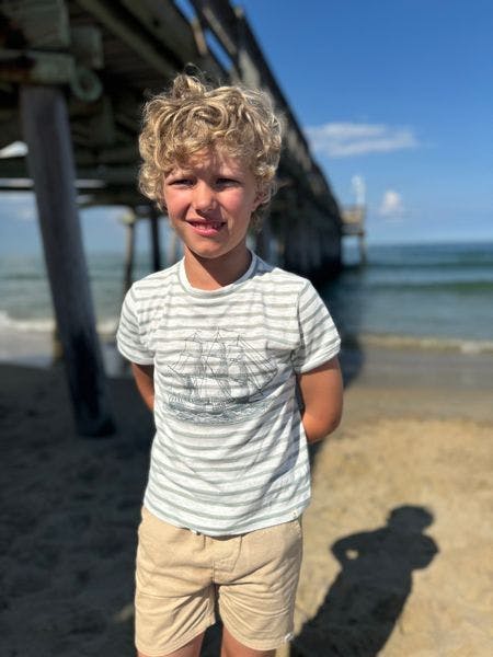 NEWQUAY Grey Boat Printed Tee