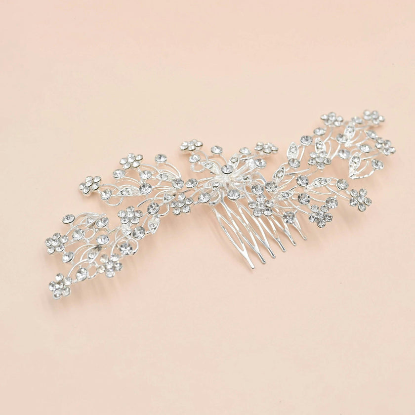 Crystal Rhinestone Botanical Hair Comb