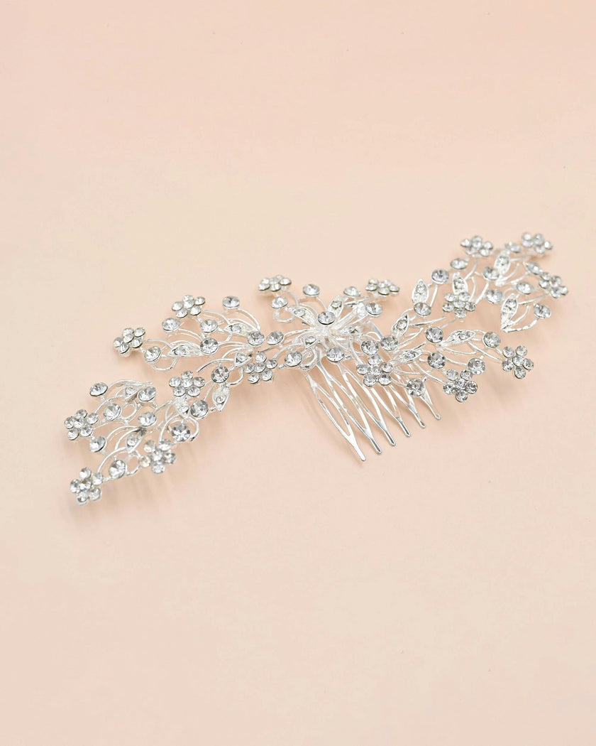 Crystal Rhinestone Botanical Hair Comb