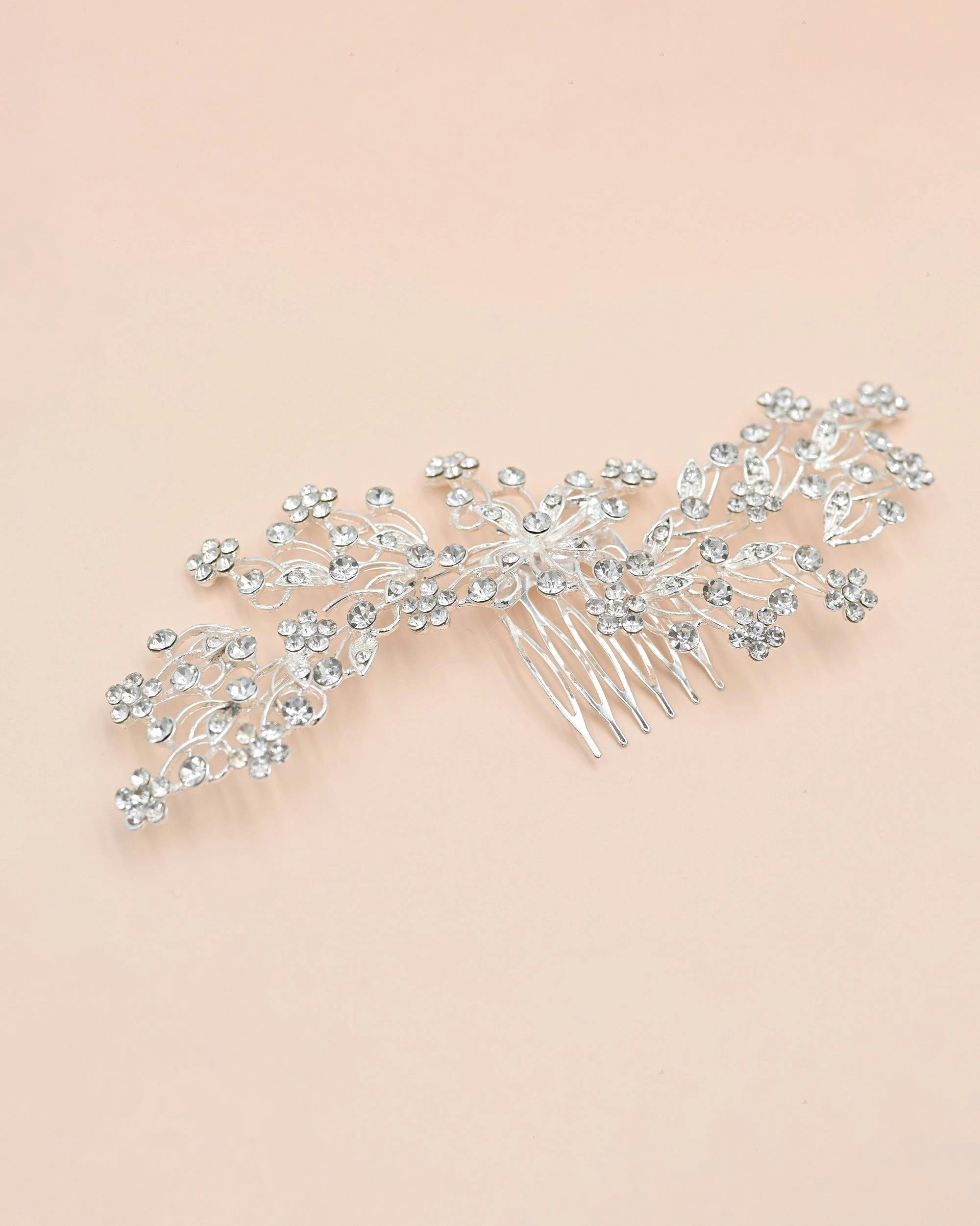 Crystal Rhinestone Botanical Hair Comb
