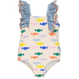 Sweet Brush Strokes One-Piece Swimsuit, Multi
