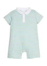 Peter Pan Polo Romper - Greenview Stripe