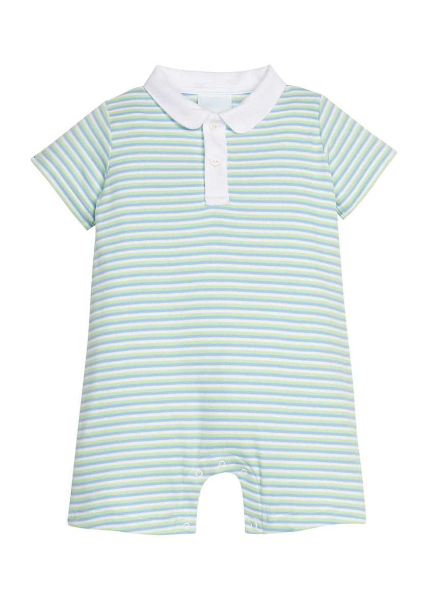 Peter Pan Polo Romper - Greenview Stripe