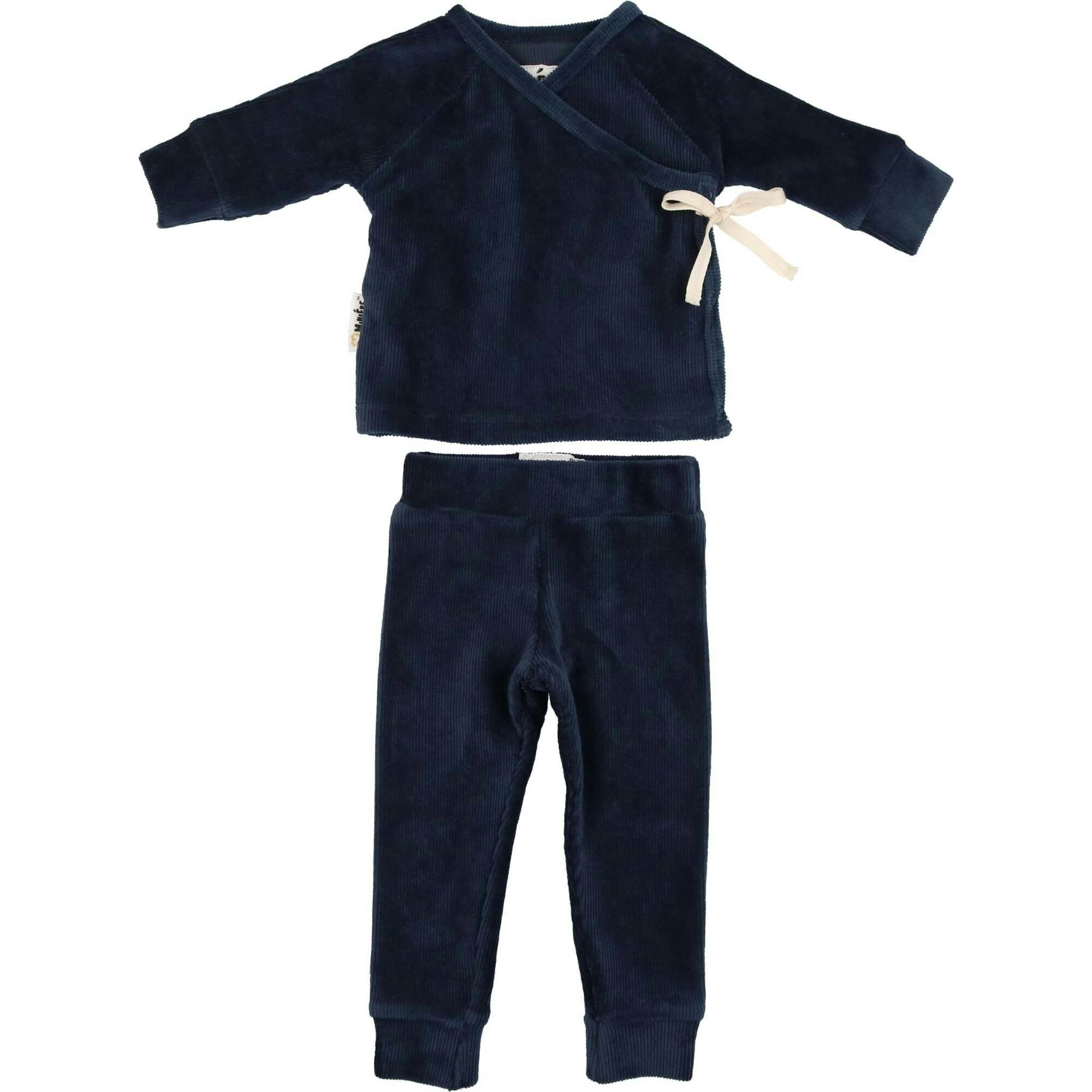 Ribbed Velour Long Sleeve Kimono Top & Pant 2-Piece Set