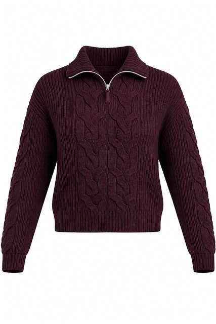 Cable Henley Zip Sweater