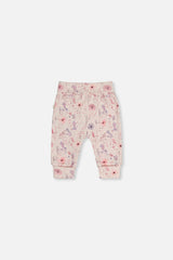 Organic Cotton Evolutive Pants Pink Printed Flowers