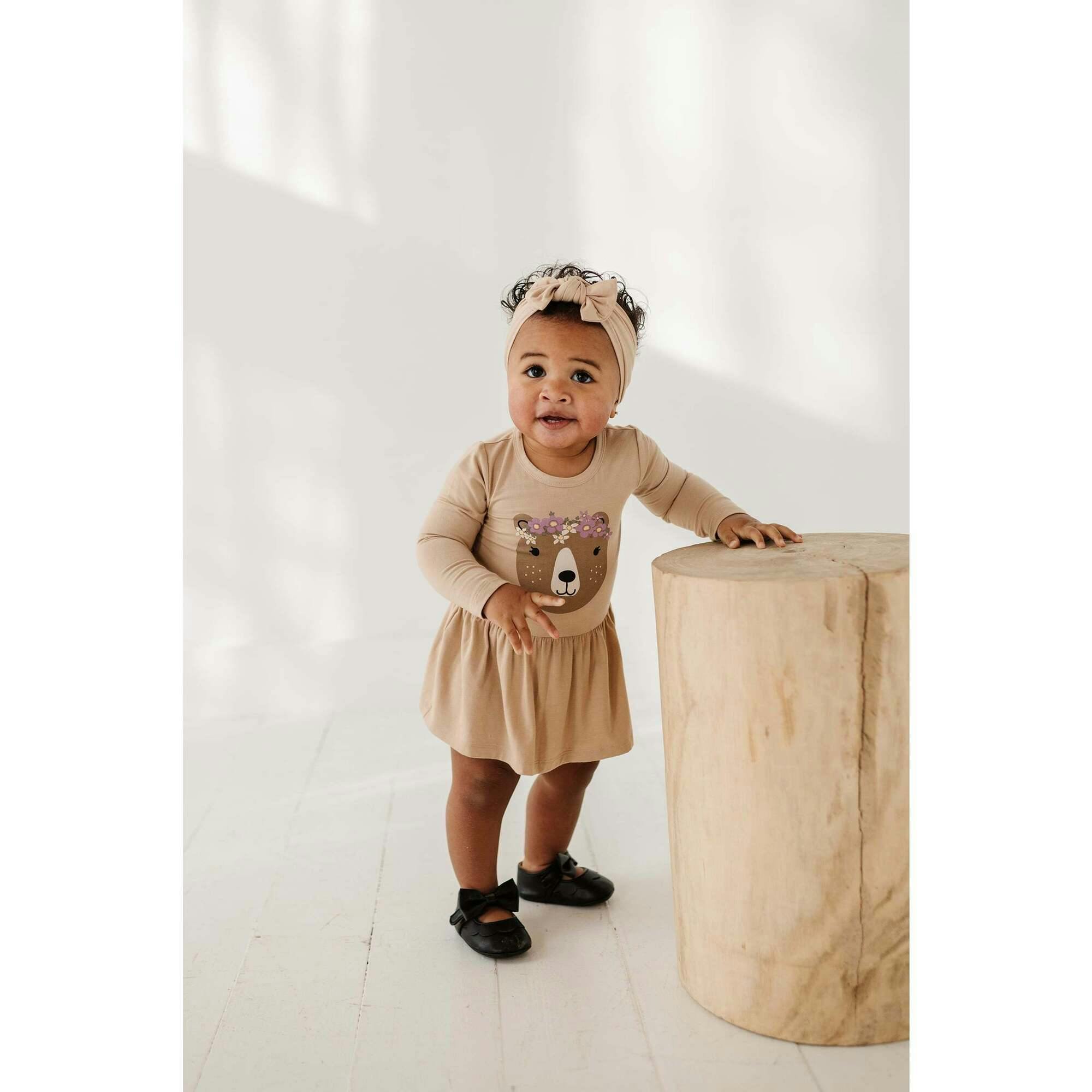 Girl's Bodysuit Dress Set Winter Floral