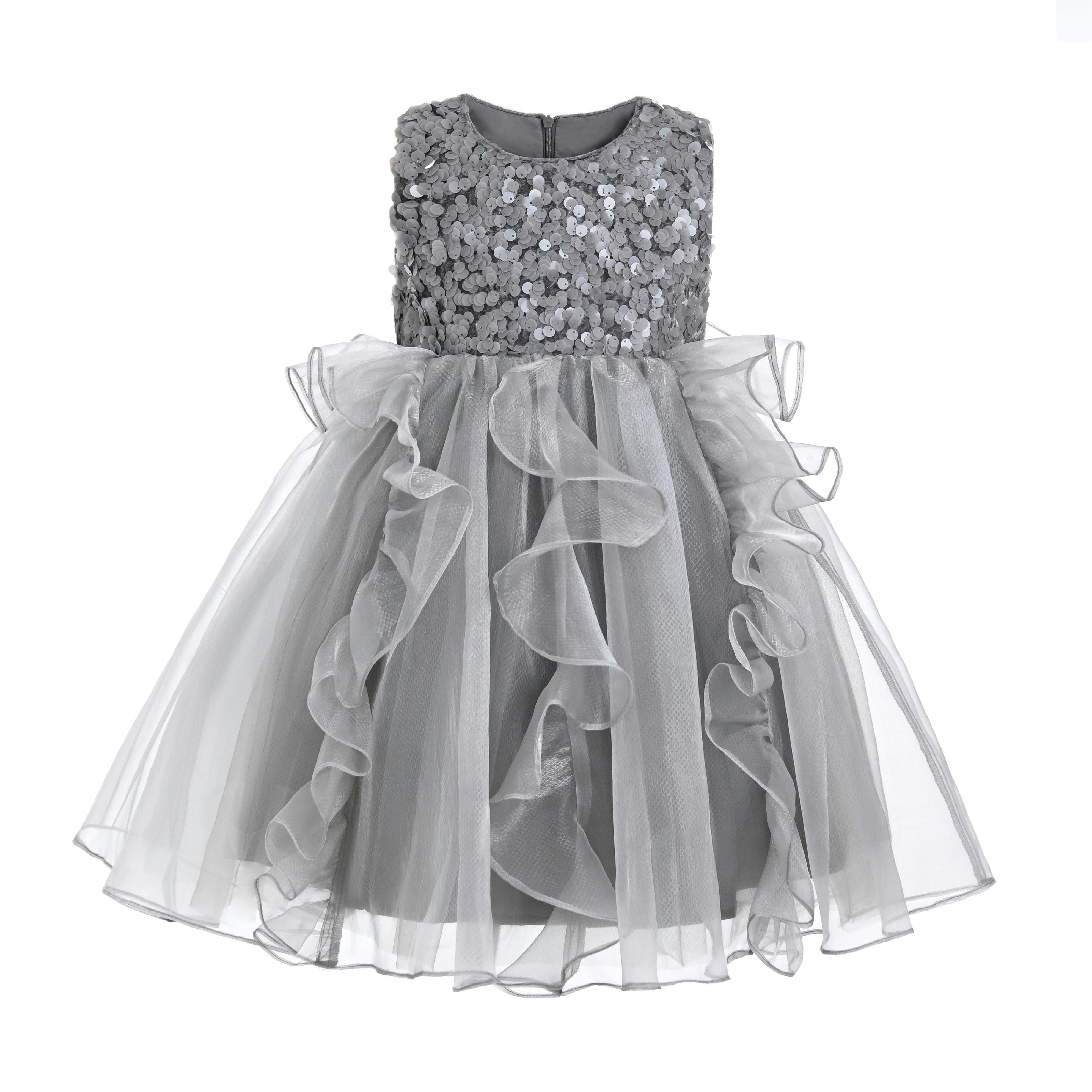 Gray Leonora Sequin Tulle Dress