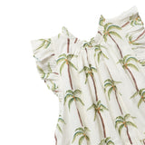 Girls Harper Dress - Cream Palm Trees