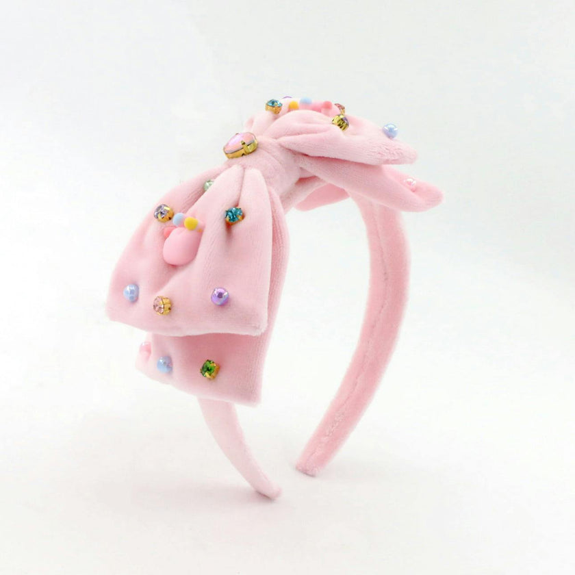 Velvet Crown Bow Headband
