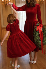 Mini Tiara Dress in Poinsettia Velvet