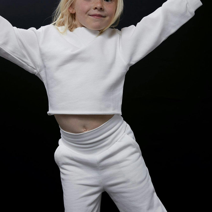 Cotton High Waisted Wide Leg Sweatpant With Raw Hem