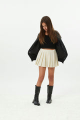 Jane Cream Soft Plaid Pleated Skort