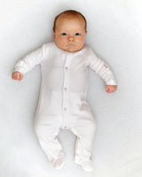 The Organic Snap Footie [Pink Stripe]