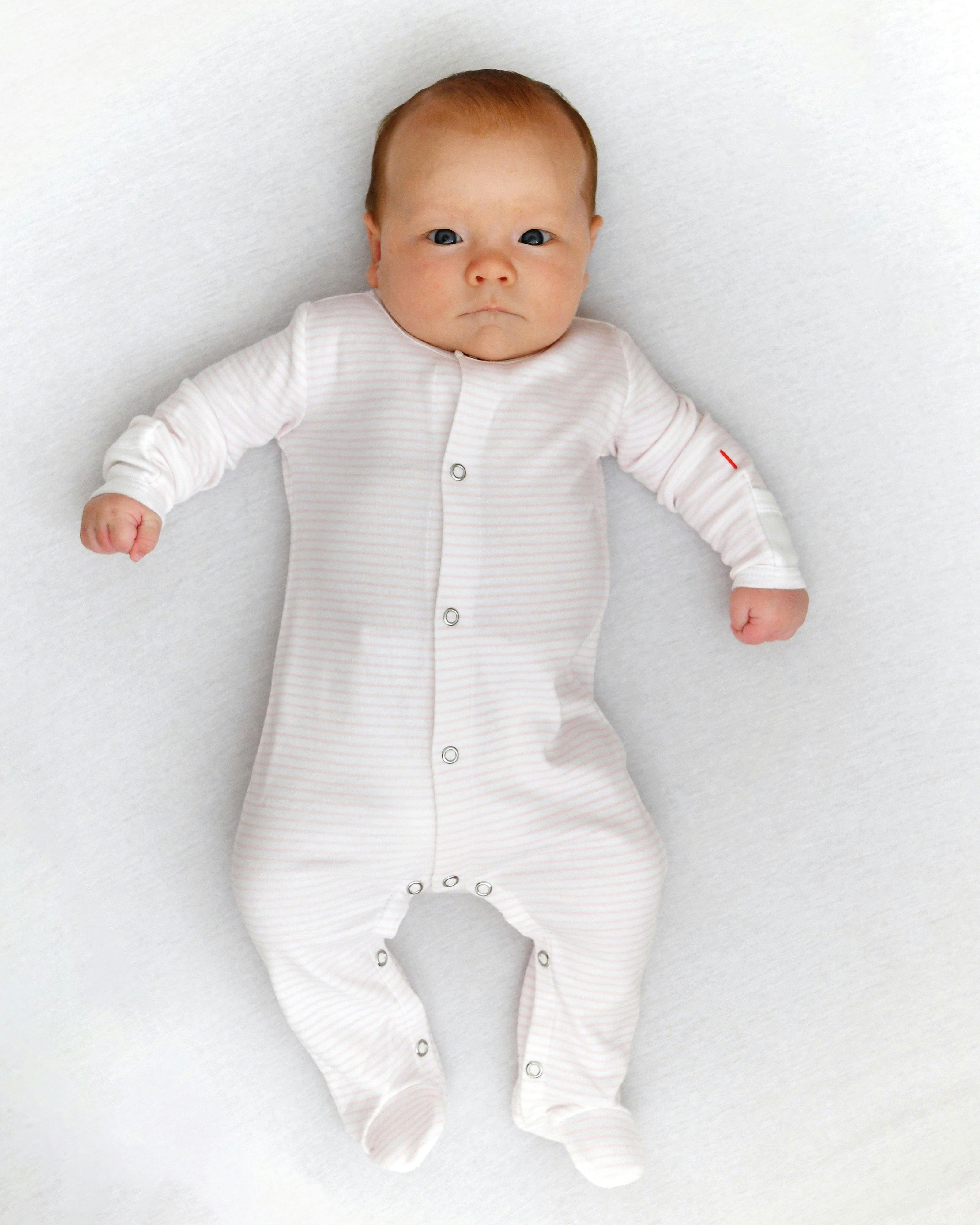 The Organic Snap Footie [Pink Stripe]