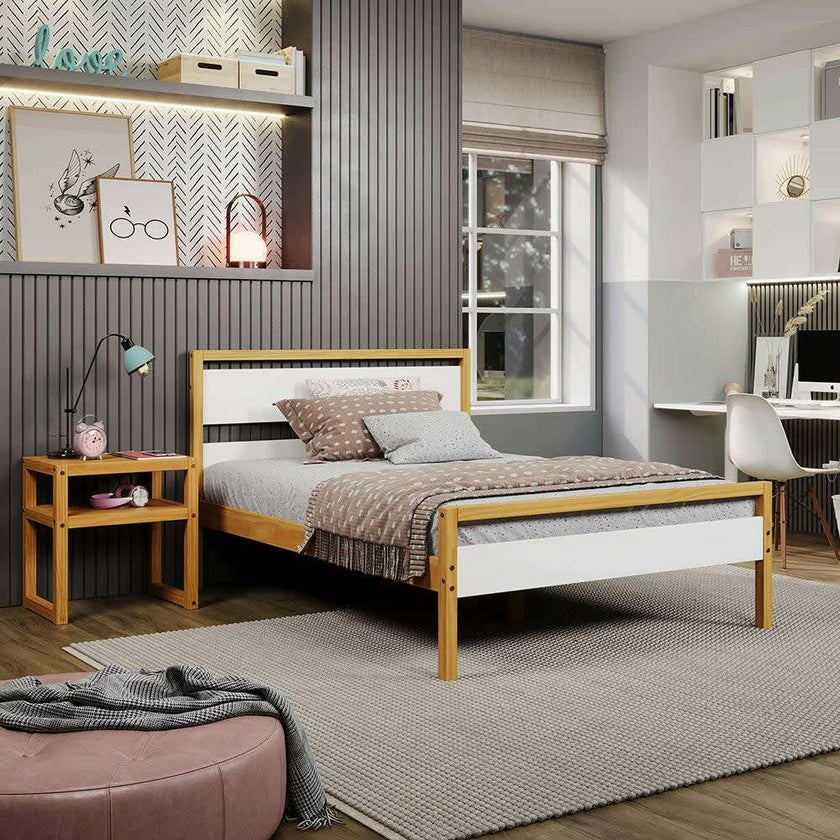 Quadra Full Bed - White & Natural