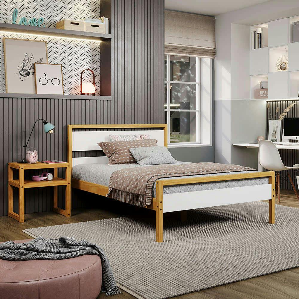 Quadra Full Bed - White & Natural