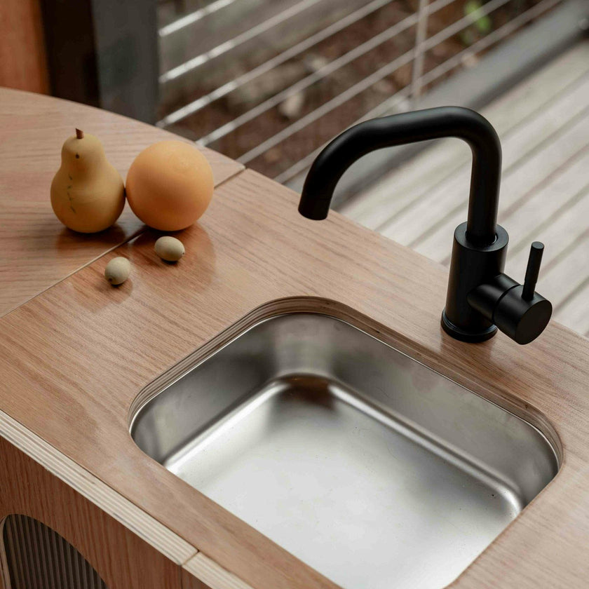 Oak Fluted Play Kitchen Set: Fridge + Sink + Oven