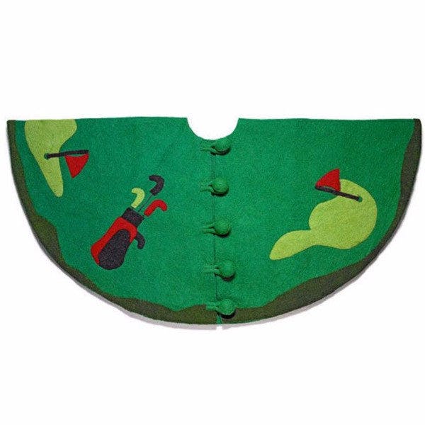 Hand Felted Wool Golf Christmas Tree Skirt Green -60" Arcadia Home