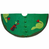 Hand Felted Wool Golf Christmas Tree Skirt Green -60"