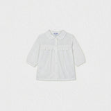 Delice Girl Blouse Mid Sleeve, White Flower Embroidery