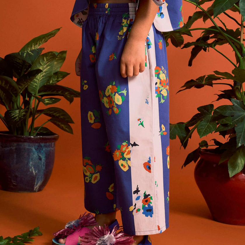 BLOSSOM PATCHWORK PANTS BLUE