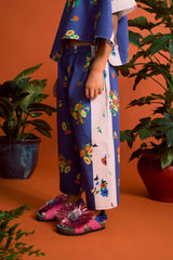 BLOSSOM PATCHWORK PANTS BLUE