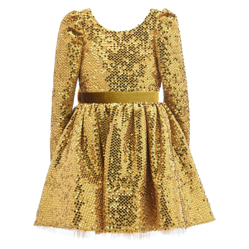 Gold Merribrook Sequin Bow Dress