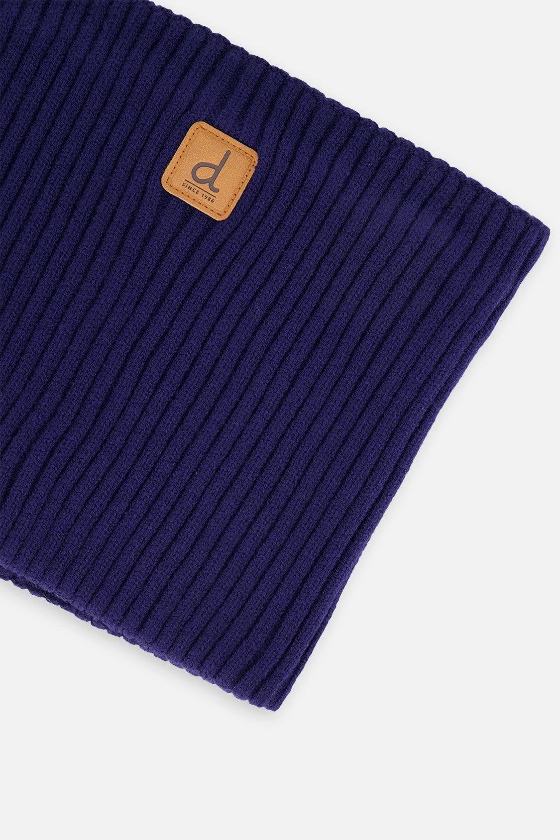 Ribbed Knit Neckwarmer Navy Blue