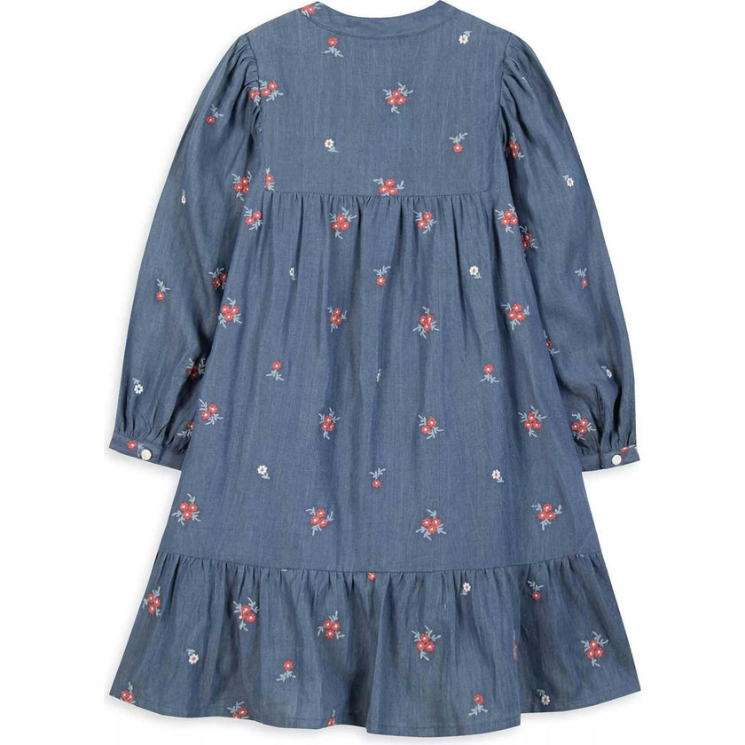 TARTINE ET CHOCOLAT Soft Chambray Floral Midi Dress