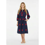 Solange Women's Popover Dress Navy Flower Embroidery, Blue