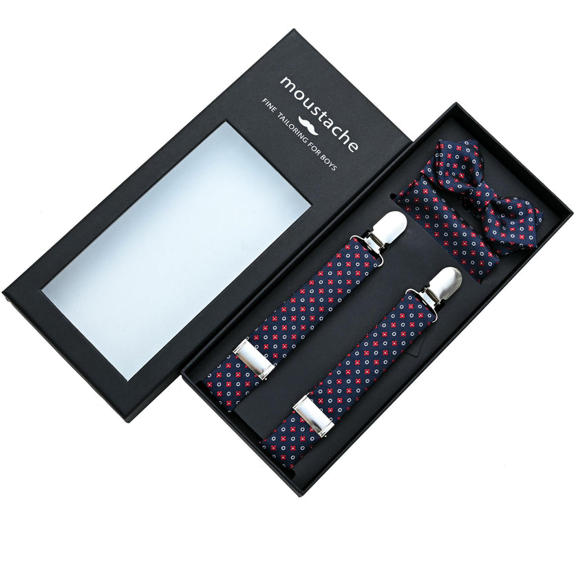 Multi-Patterned Blue Suspenders Set