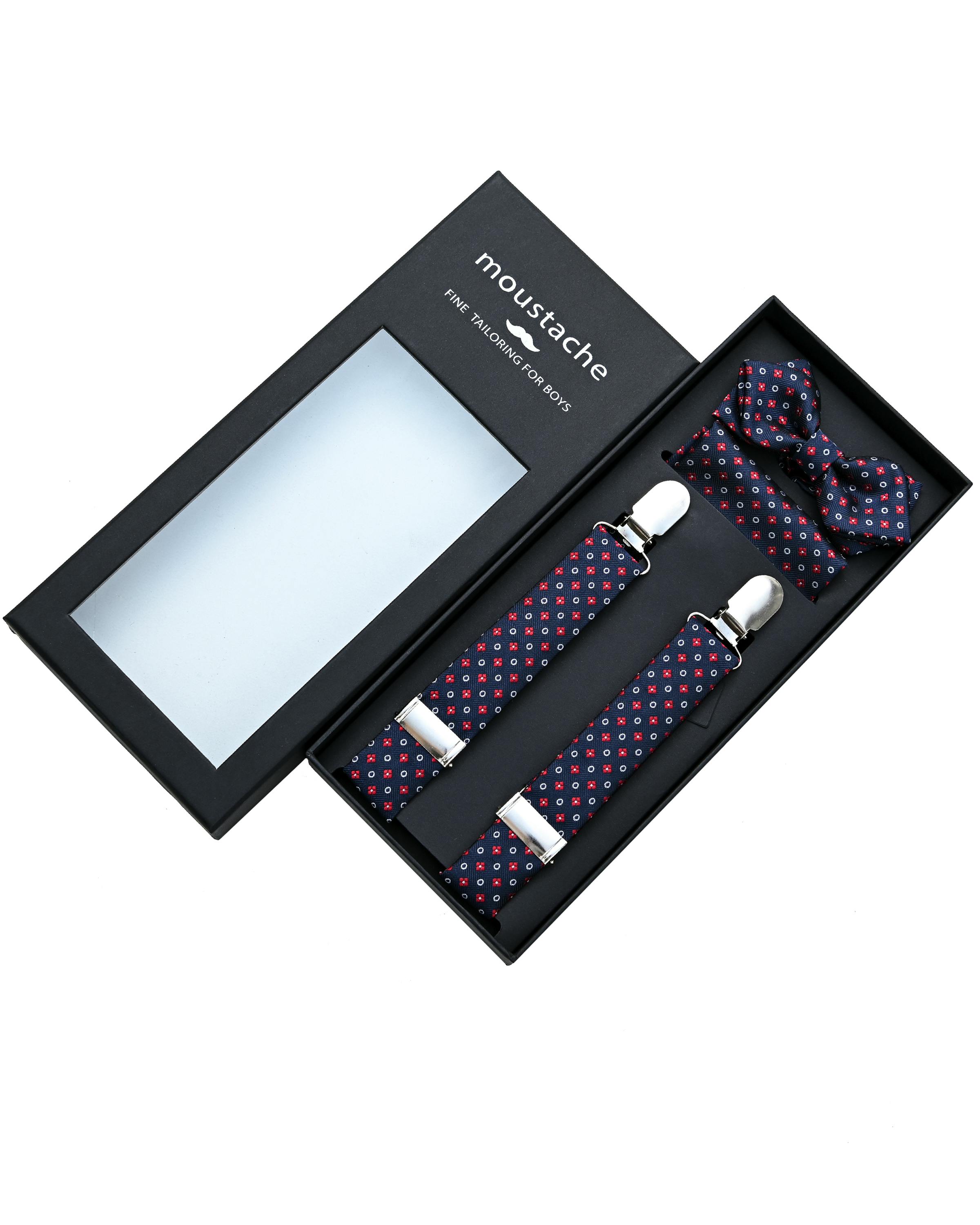 Multi-Patterned Blue Suspenders Set