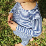 unisex navy stripe pima pajamas set